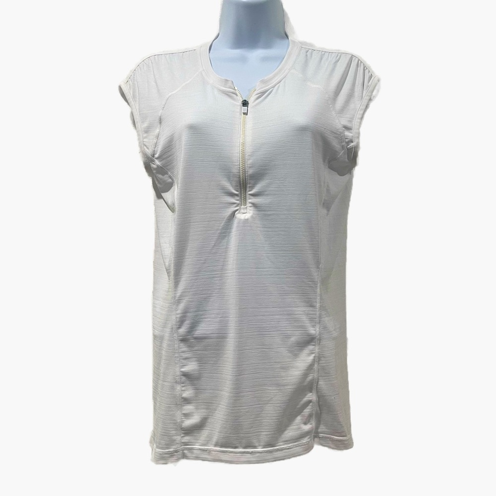 Athleta lightweight loose fitting white zippered tank | Size M